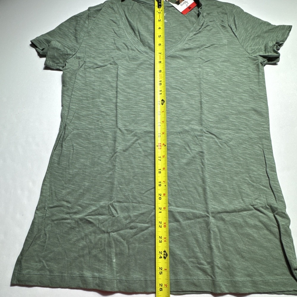 Felina Womens V-Neck Short Sleeve Slub Knit Tee Laurel Wreath‎ Green M C5024RS - Picture 4 of 8